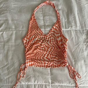 Orange checkered halter top